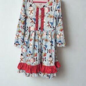 Pete & Lucy Boutique- Frosted Fun ruffle little girls dress-size 6/6x NWT